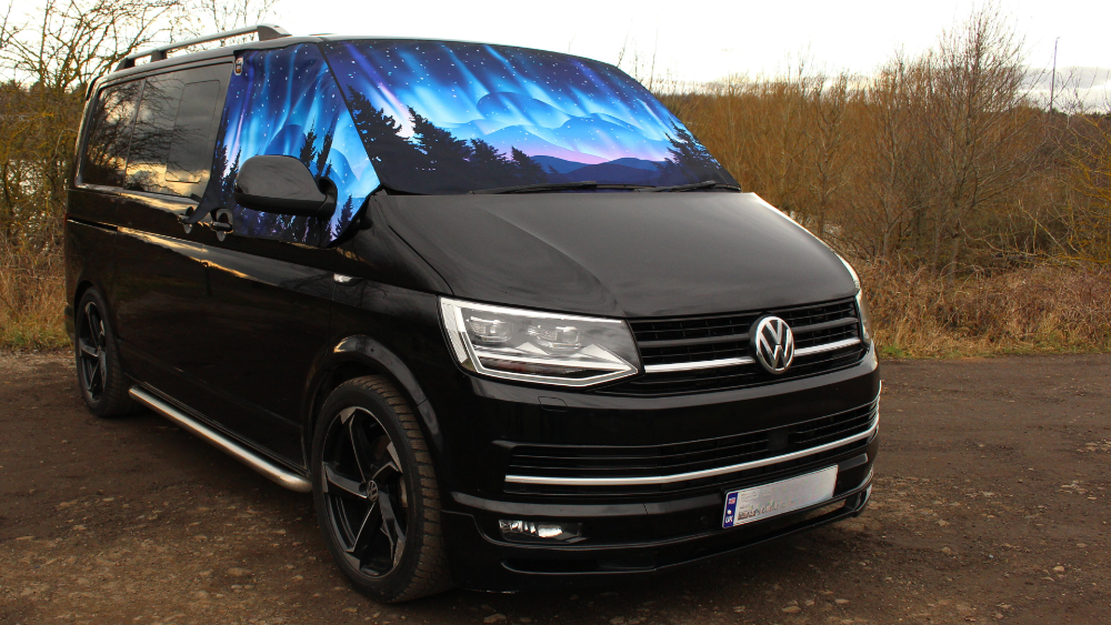 Blue Northern Lights VW Campervan Windscren Cover