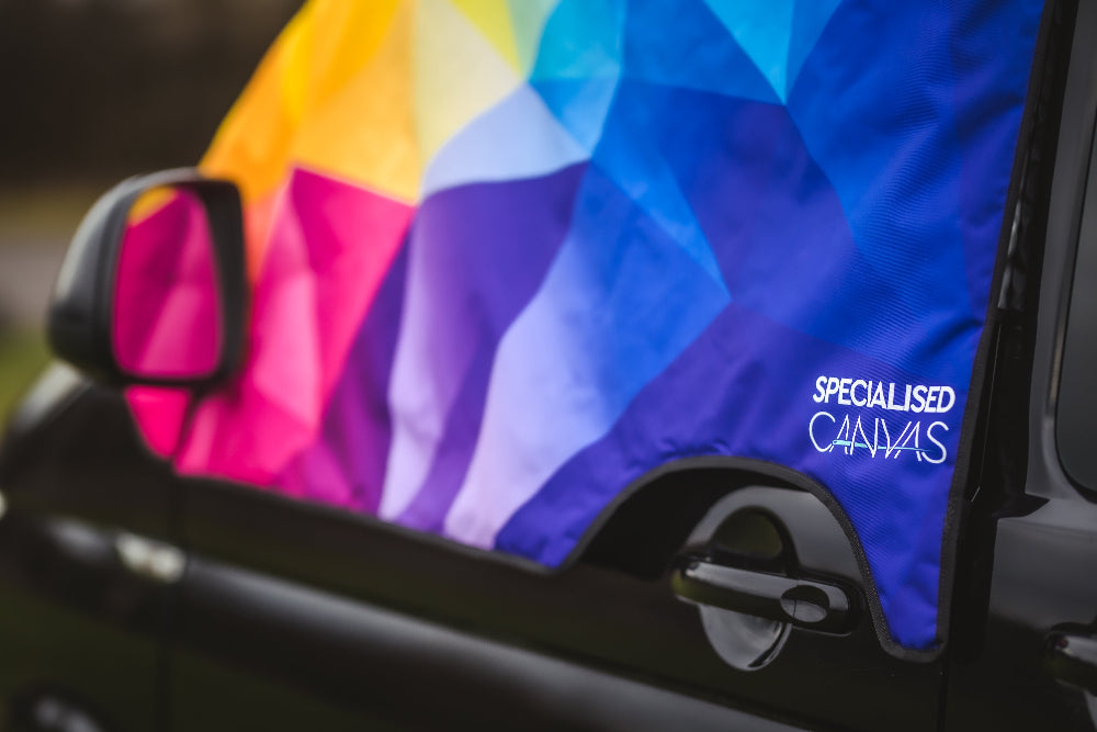 Side View of windscreen cover on VW T6 campervan